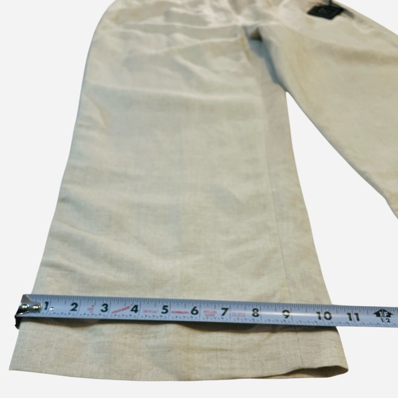 Mercer & Madison Linen-Blend Wide-Leg, Crop Pants, Beige Color, Size 10 - Picture 7 of 12